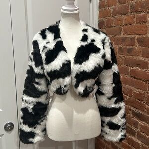 Dalmatian faux fur jacket. Black & White. Great for Halloween!